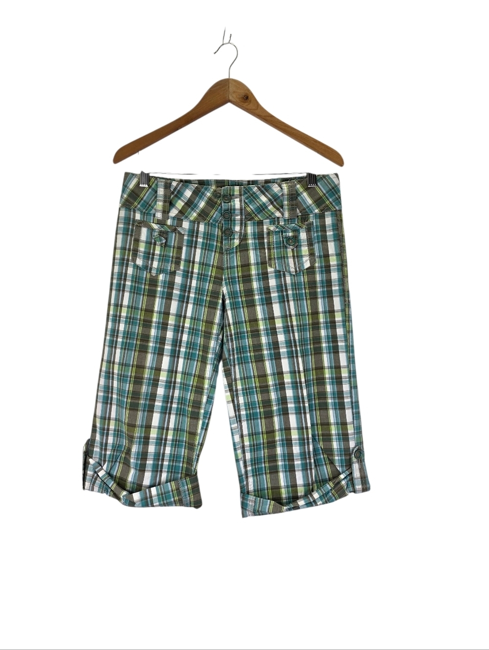 Rewind Y2K 00s Low Rise Preppy Bermuda Shorts Multicolor Plaid Size 9 Juniors